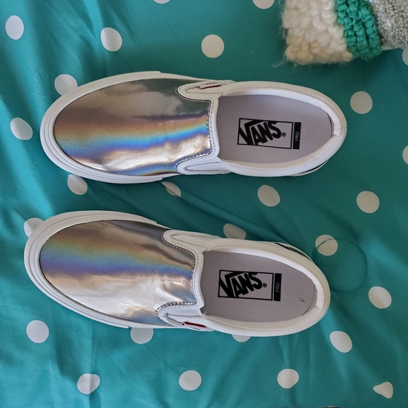 Vans Shoes - Vans Silver Slip Ons
